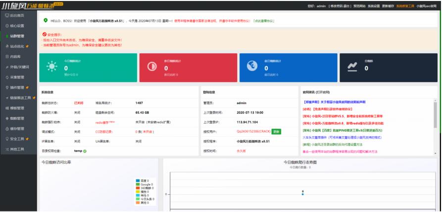 小旋风蜘蛛池站群X8.51无限制开心无域名授权破解版+自带30套模板-源码交流网