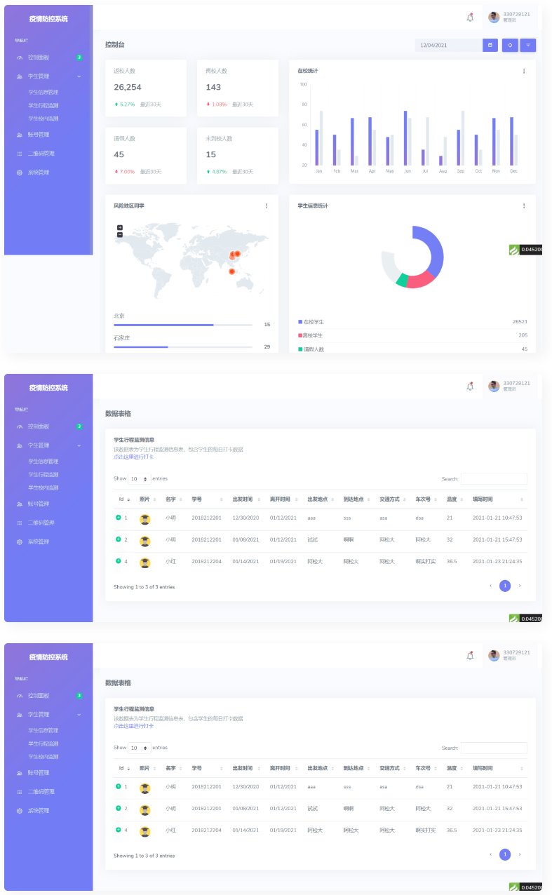 校园疫情防控进出登记thinkphp管理系统源码-源码交流网